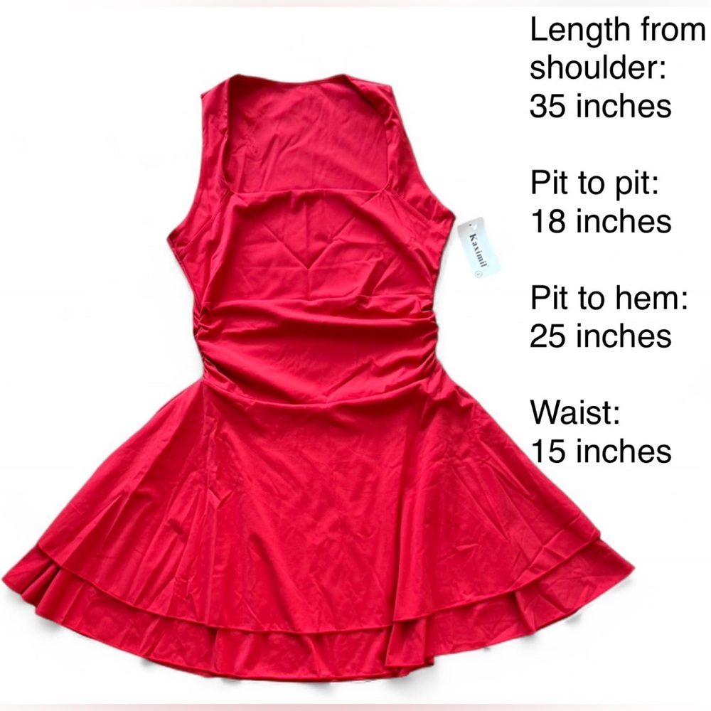 Kaximil Red Sleeveless Cowl Neck Ruched Bodycon Dress - Size XL - Picture 3 of 9
